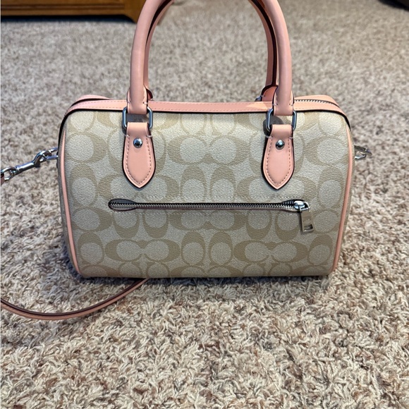 Coach Rowan Satchel Bag (Tan and Pink Signature Handbag) - Picture 2 of 3